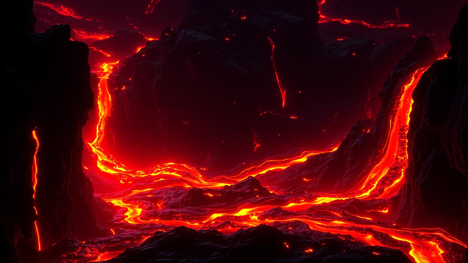 Molten lava flow representing volatile financial markets